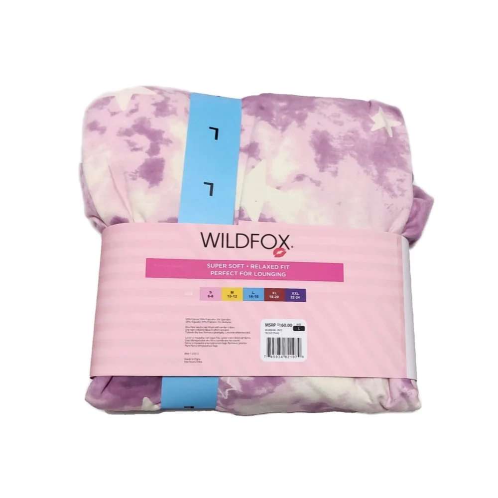 WILDFOX Womens L Tie Dye Stars Sweatshirt & Short Lounge Set NWT - Picture 6 of 6